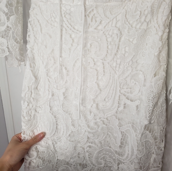 White Lacey Crochet Off shoulder dress - Picture 4 of 4